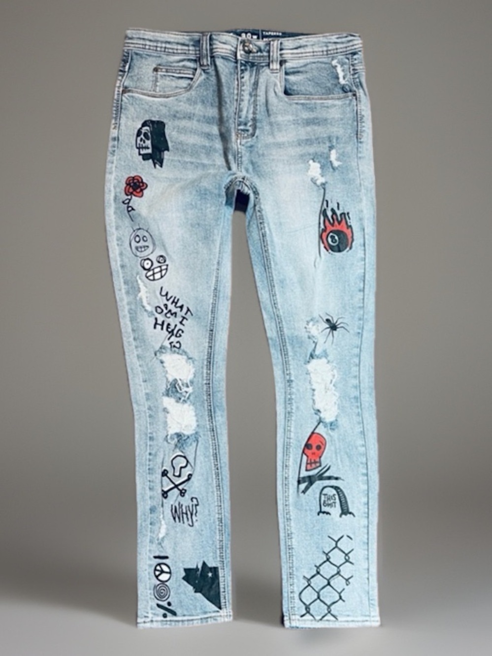 Lure Jeans Size 32x30 Tapered Skinny Halloween Theme Distressed Ninth Hall